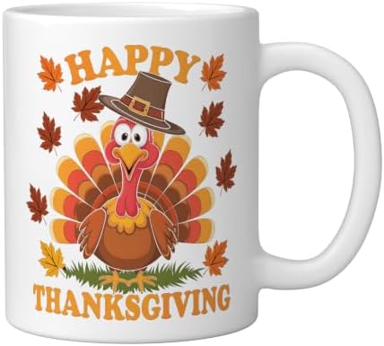 Happy Thanksgiving Funny Turkey Family Dinner Thanksgiving Ceramic Mug, White, 11oz - Image 2