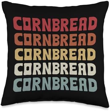 Cornbread Designs Thanksgiving Food Lovers Cornbread Typeset Southern Sweet Homemade Corn Bread Recipe Throw Pillow, 16x16, Multicolor by Unknown