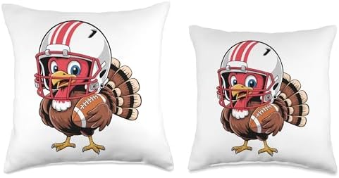 Retro Thanksgiving Turkey Football Toddler Boys Kids Throw Pillow - Image 3