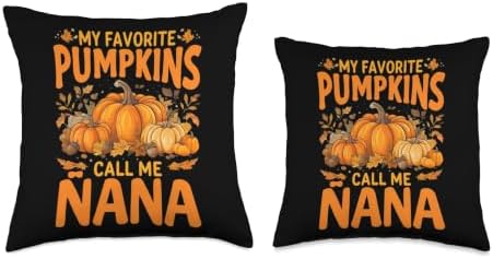 My Favorite Pumpkins Call Me Nana Thanksgiving Grandma Throw Pillow - Image 3