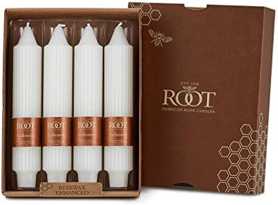 Root 4-Count Unscented Grecian Collenette Candles, 7-Inch, White by RootCandles
