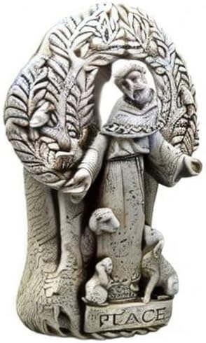 Avalon Gallery Saint Francis Peace Tree Garden Figurine, Stone Resin Outdoor Statue, 12.5" Tall x 8" Wide