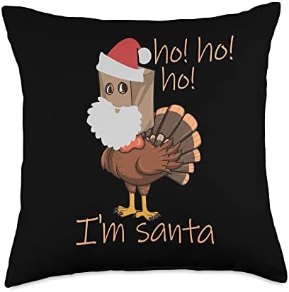 Ho Ho Ho I'm Santa Funny Thanksgiving Turkey Disguise Throw Pillow by Unknown