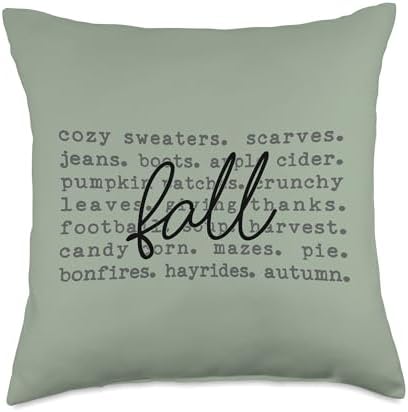 Fall Words Hello Fall Graphic Thanksgiving Autumn Throw Pillow by Unknown