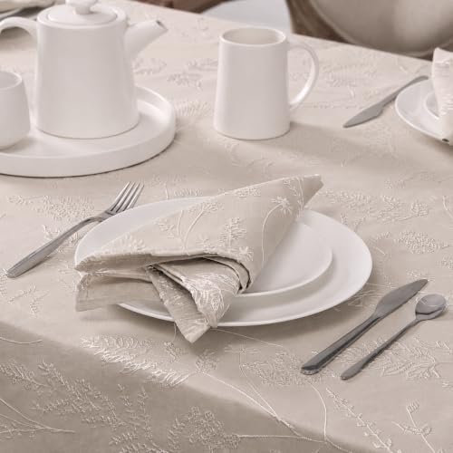 Laura Ashley Set of 6 Raised Embroidered Napkins, Cynthia Beige - Image 3
