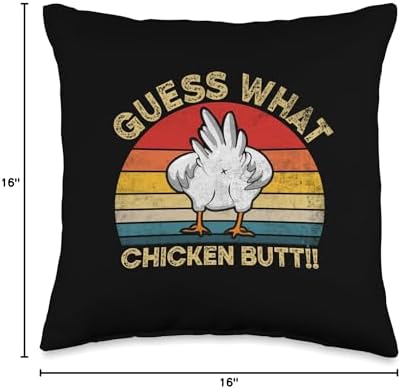 Retro Groovy Thanksgiving Turkey Chicken Butt Cute Guess What Chicken Butt Funny White Distressed Dad Joke Throw Pillow, 16x16, Multicolor - Image 4