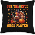 One Thankful Oboe Player Thanksgiving Turkey Instrument Throw Pillow by Unknown
