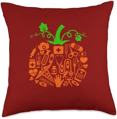 Nurse Tools Pumpkin Shape Thanksgiving Autumn Job Team Throw Pillow by Unknown