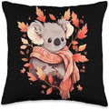 Koala Autumn Season Autumn Leaves Thanksgiving Day Throw Pillow by Unknown