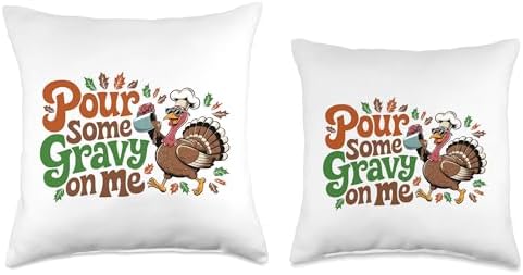 Pour Some Gravy On Me, Funny Turkey Thanksgiving, Thankful Throw Pillow - Image 3