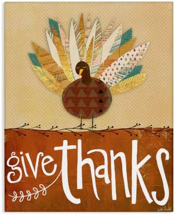 Stupell Industries 'Give Thanks Phrase Patterned Feathers Wild'| Canvas Art by StupellIndustries