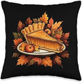 Pumpkin Pie Slice Autumn Leaves Thanksgiving Throw Pillow by Unknown
