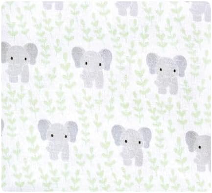 Hudson Baby Unisex Baby Cotton Flannel Receiving Blankets 4-Pack, Leafy Elephant, One Size - Image 3