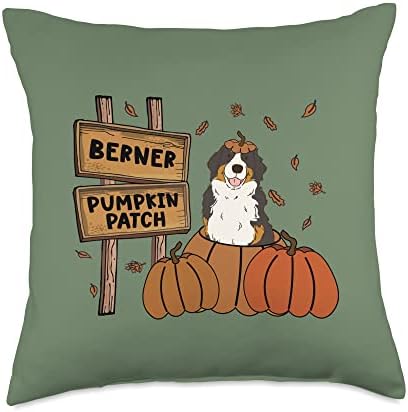 Berner Pumpkin Patch BMD Dog Lovers Thanksgiving Halloween Throw Pillow by Unknown