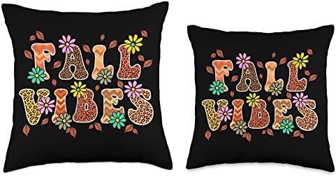 Fall Vibes Pumpkin Leopard Thanksgiving Happy Face Groovy Throw Pillow - Image 3