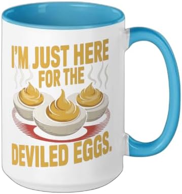 I’m Just Here for the Deviled Eggs Egg Expert Deviled Egg Ceramic Mug, Blue/White, 15oz - Image 2