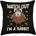 Thanksgiving Fake Rabbit Thanksgiving Turkey Rabbit Funny Throw Pillow by Unknown