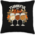 Autumn Foliage Fall Leaves Shirt Pumpkin Decor Thankful for Wine Funny Thanksgiving Dinner Autumn Fall Throw Pillow, 16x16, Multicolor by Unknown