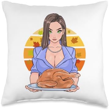 Turkey Breasts Funny Happy Thanksgiving Couple Matching Throw Pillow by Unknown