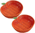 RGI Home Pumpkin Trays - Set of 2 Woven Paper Cord Pumpkin-Shaped Decorative Trays for Fall Harvest, Halloween and Thanksgiving Décor, 12" x 11.75", Orange by RGIHome