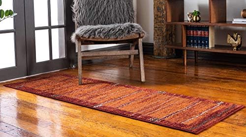 Unique Loom Autumn Collection Modern Contemporary Casual Abstract Area Rug (Terracotta/ Burgundy Border, 2 ft 6 in x 10 ft Runner) - Image 2