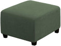 H.VERSAILTEX Square Ottoman Covers Ottoman Slipcovers Folding Storage Stool Furniture Protector Form Fit with Elastic Bottom, Stretch High Spandex Small Checks Jacquard Fabric(Medium,Bronze Green)