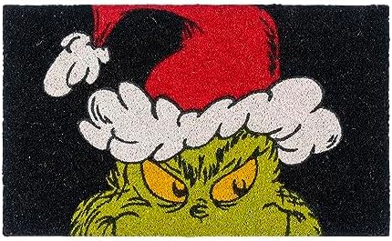 Gertmenian The Grinch Coir Doormat - 2x3 Welcome Mat (2-Pack), Ideal for High Traffic Areas in Front Door, Garage, Entryway - The Grinch Ho Ho Ho/Santa, 19597