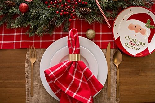 DII Holiday Dining Table Linen Collection Holly Berry Plaid, Christmas Table Runner 14x108, Red & White - Image 6