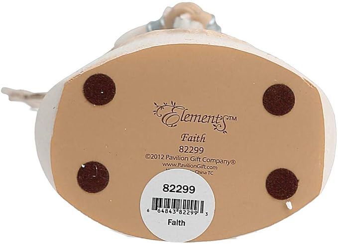 Pavilion - Elements Faith Angel Figurine - 6-1/2-Inch, Holding Cross, Inscription with God All Things are Possible
