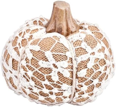 47th & Main Fall Décor Fabric Pumpkin Tabletop Mantel Shelf Thanksgiving Halloween Decorations for Home, Large, Lace Vine - Image 2