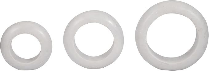 Ring Stone Marble Wood Sculpture – Room Decor Accent Sculpture, Tabletop Interior Decorative Object for Living Room or Office – Modern Circular Design, Outdoor Home Decor – 10", White
