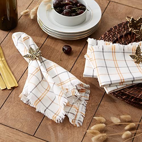 DII Autumn Afternoon Farmhouse Kitchen Thanksgiving & Fall Décor for Home, Napkin Set, 20x20, Harvest Check, 6 Piece - Image 4