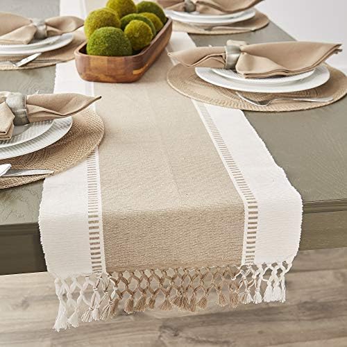 DII Dobby Stripe Table Runner, 13x72 Black & Cream Background - Image 4
