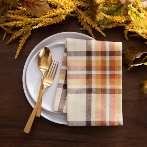 Russet Harvest Woven Plaid Napkins, Set of 8, Multicolor - 17" W x 17" L - Image 2