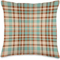 Orange green olive Halloween plaid harvest thankful season Throw Pillow by Unknown