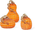 Glitzhome Hand Blown Glass Pumpkin 3pcs Fall Glass Gourd, Orange/White by Glitzhome