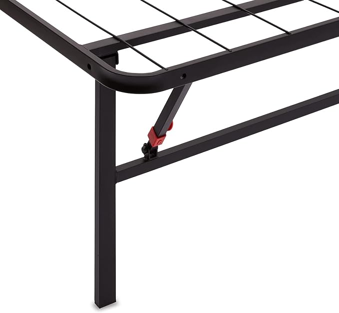 Amazon Basics Bed Frame with Ample Underbed Storage, Foldable Metal Platform, Sturdy Steel, No Box Spring Needed, 14 inches High, Noise-Free Support, Easy Assembly Tool-Free Setup, Full Size, Black