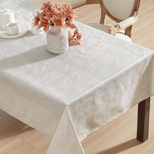 Laura Ashley Raised Embroidered Tablecloth, 60" x 120", Maple Taupe - Image 4