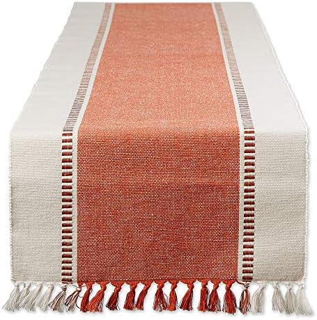 DII Dobby Stripe Table Runner, 13x72 Burnt Orange & Cream Background by DII