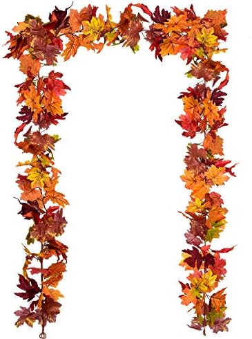 DearHouse 2 Pack Fall Garland Maple Leaf, 5.9Ft/Piece 7 Colors Hanging Vine Garland Artificial Autumn Foliage Garland Thanksgiving Decor for Home Wedding Fireplace Party Christmas by DearHouse