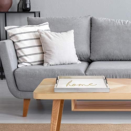 Elegant Designs HG2000-WHG Gold Coffee Table Decorative Wood Serving Tray w/Handles, 15.50" x 12", White Wash Home - Image 5