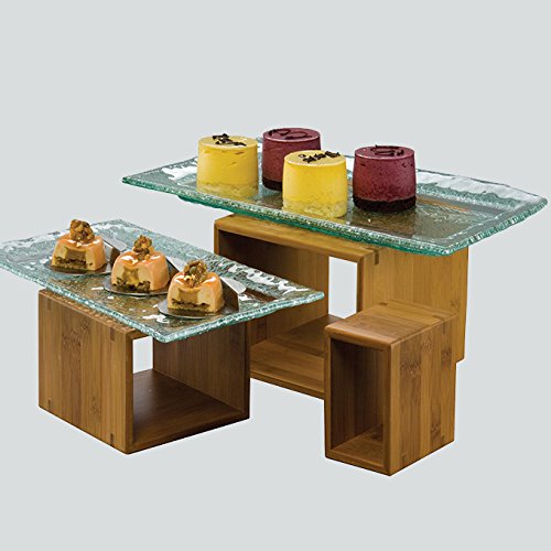 American Metalcraft BAMRD2 Dark Bamboo Riser Display Set, Brown, 3 Pieces