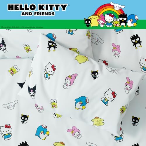 Hello Kitty & Friends Bedding Super Soft Cozy Cotton 3 Piece Twin Sheet Set, (Officially Licensed Product) By Franco