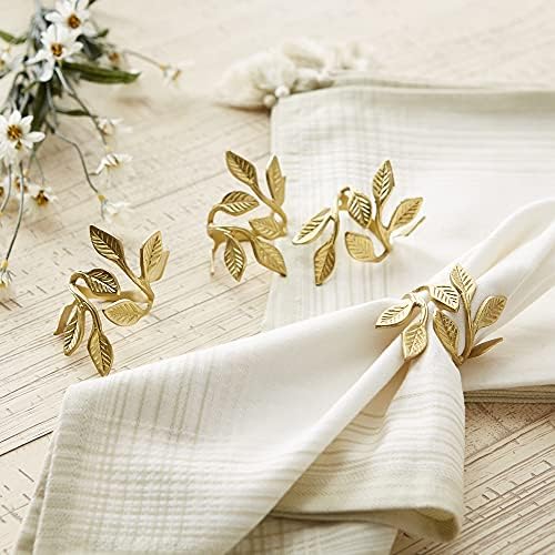 DII Christmas Thanksgiving Holiday Tabletop Décor Collection Decorative Napkin Ring Holder Set, 2.25" Diameter, Gold Vine, 6 Piece - Image 5