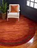 Unique Loom Autumn Collection Modern Contemporary Casual Abstract Area Rug (Terracotta/ Burgundy Border, 8 ft 0 x 8 ft 0 Round) by UniqueLoom