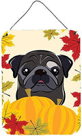 Caroline's Treasures BB2069DS1216 Black Pug Thanksgiving Wall or Door Hanging Prints Aluminum Metal Sign Kitchen Wall Bar Bathroom Plaque Home Decor Front Door Plaque, 12x16, Multicolor by CarolinesTreasures
