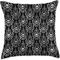 Black and Grey Skulls Elegant Glam Goth Halloween Throw Pillow