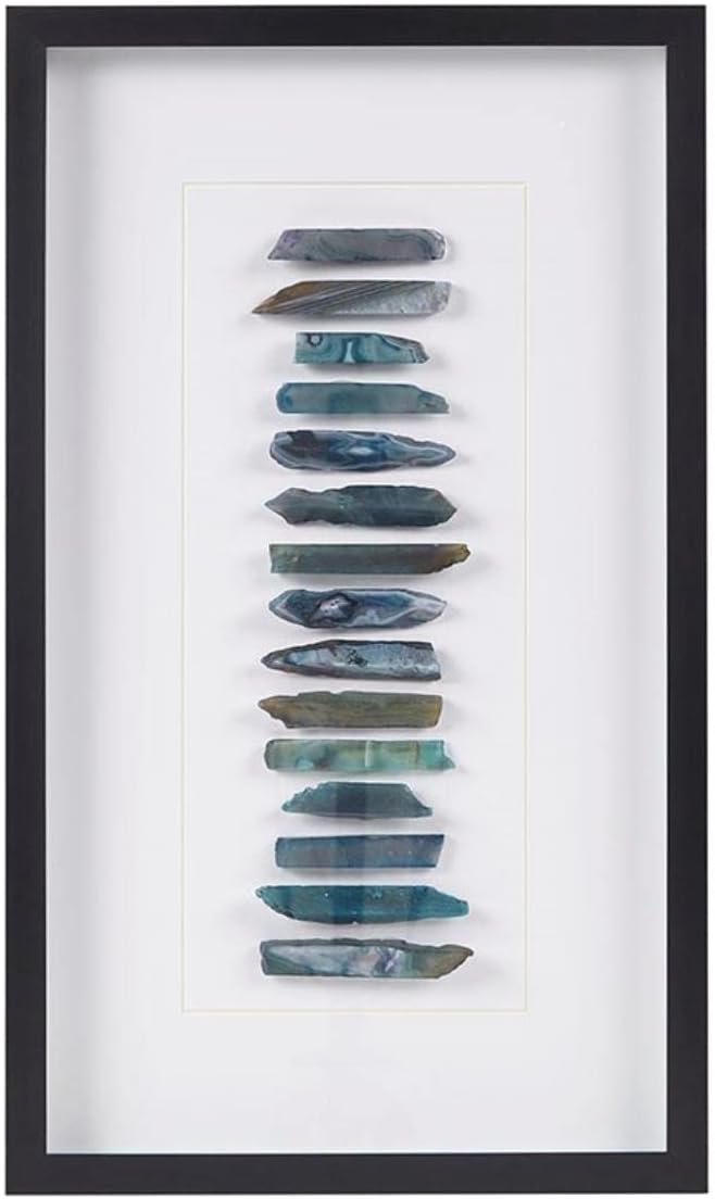 INK+IVY Cerulean Stones Wall Décor Natural Agate, Glass Framed Art for Living Room Entryway Home Accent, Ready to Hang Bedroom Decoration, 13.78" W x 23.62" H, Blue
