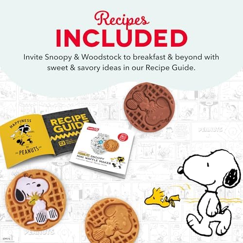 Peanuts x Dash Snoopy Mini Waffle Maker, Ceramic Nonstick Surface, White - Image 6