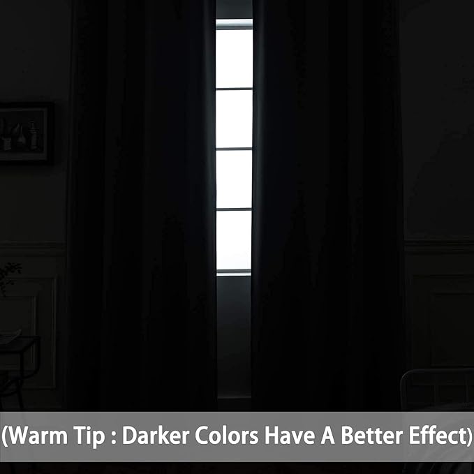 Yakamok Blackout Curtains Room Darkening Thermal Insulated Window Panels,Solid Grommet Top Drapes for Bedroom/Living Room(62Wx63L, Purple, 2 Panels)